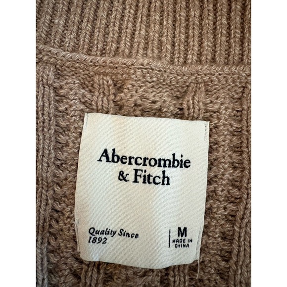 Abercrombie & Fitch Sweater Vest Womens Size M Taupe Cableknit Preppy New Y2K - Picture 10 of 10